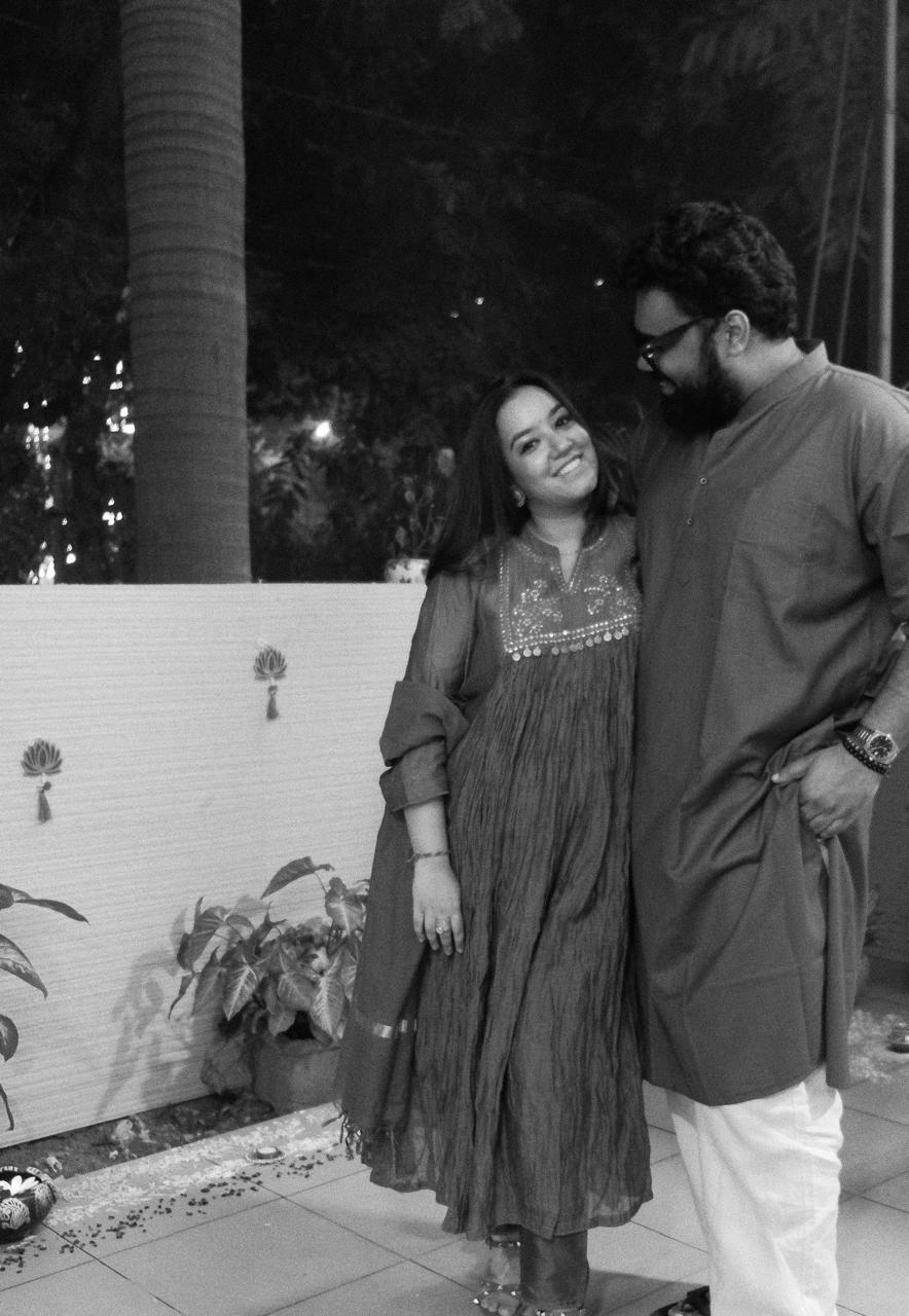 Shraddha and Arian in a garden