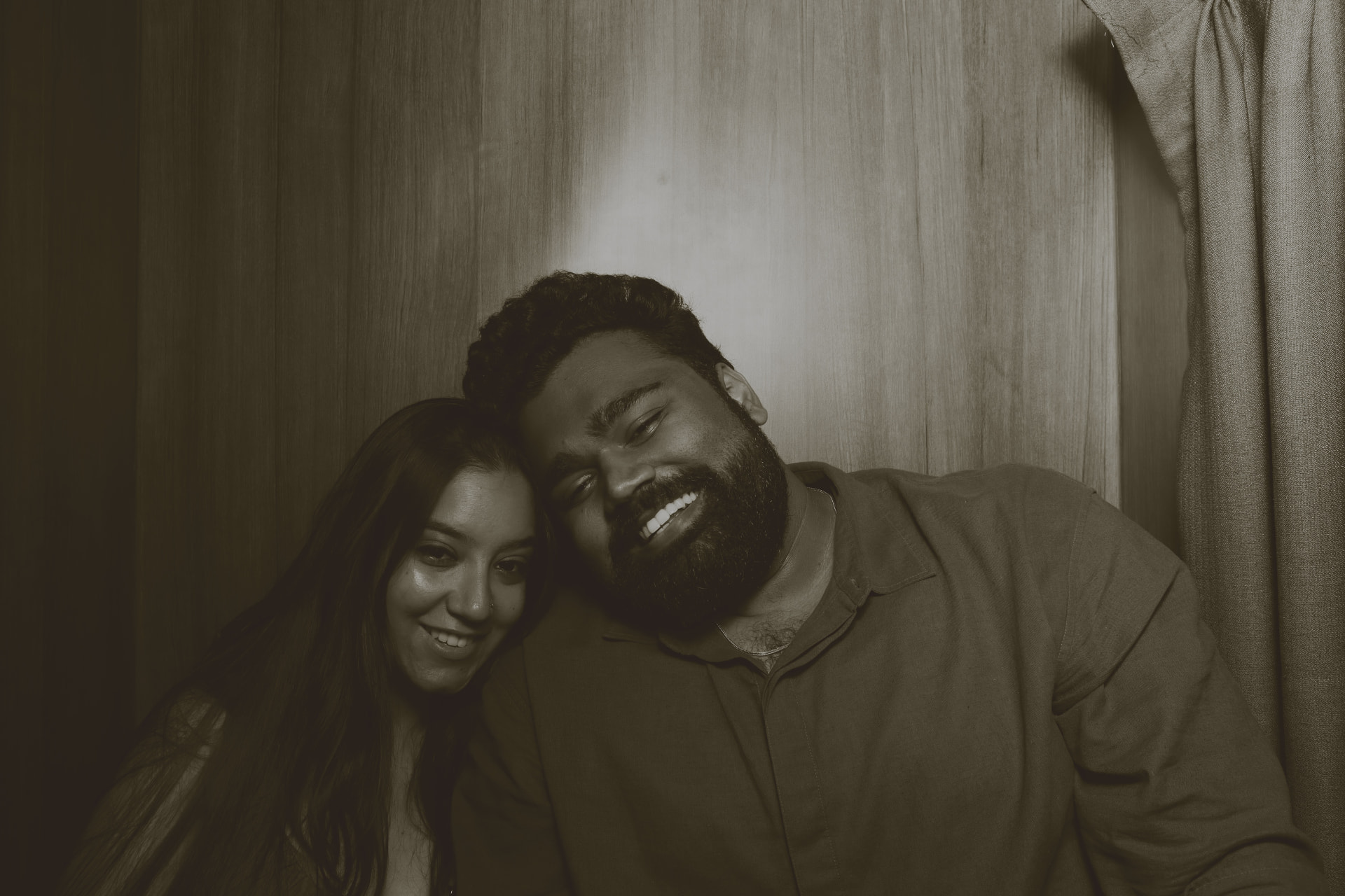 Vintage photo booth strip of Shraddha and Arian