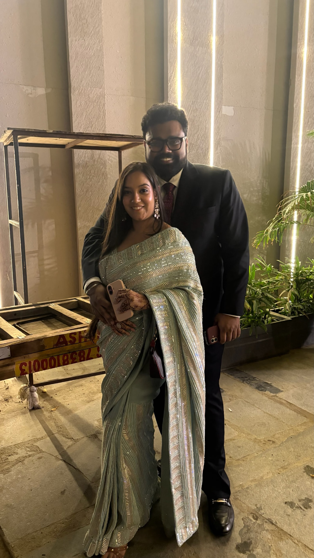 Shraddha in a saree with Arian in the evening